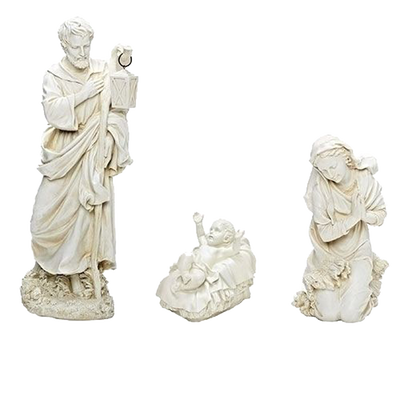 Ivory-Colored Holy Family Resin Nativity Statues
