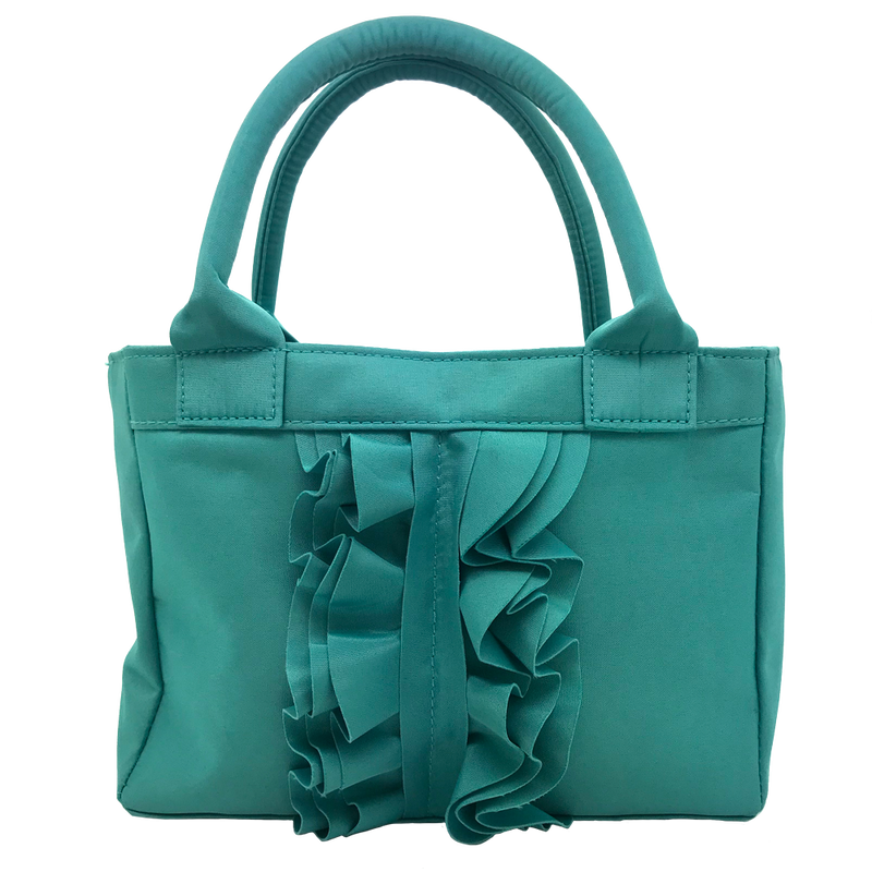 Jan Turquoise Ruffle Scripture Tote, , large image number 0