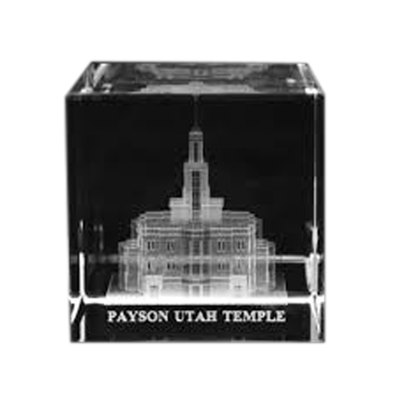 Payson Utah Temple Crystal Cube, , large image number 0