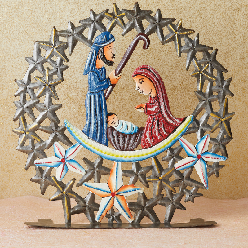 Haitian Holy Family Under the Stars Metal Nativity, , large image number 0