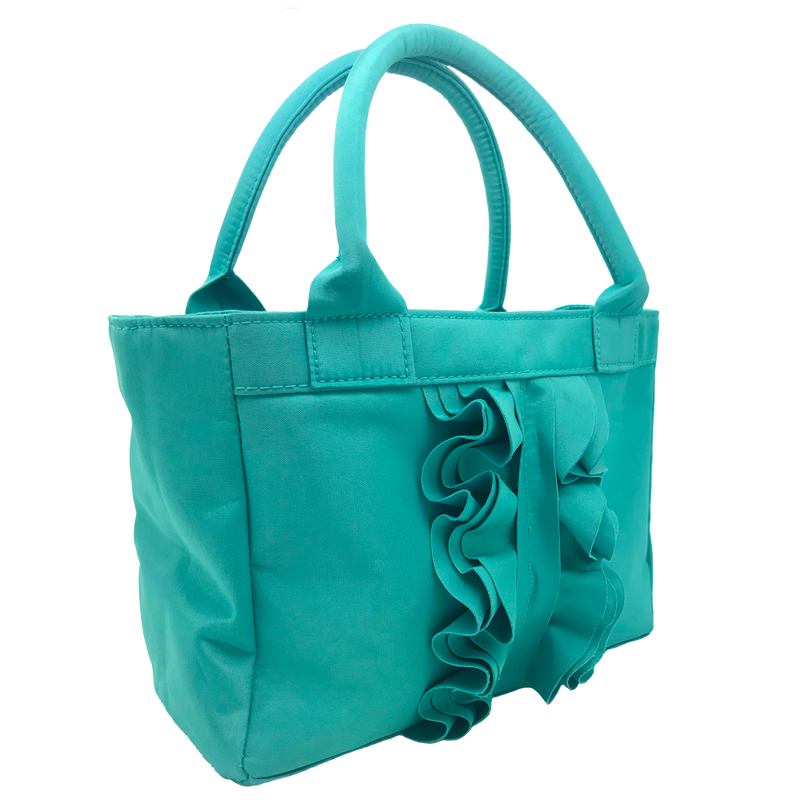 Jan Turquoise Ruffle Scripture Tote, , large image number 1