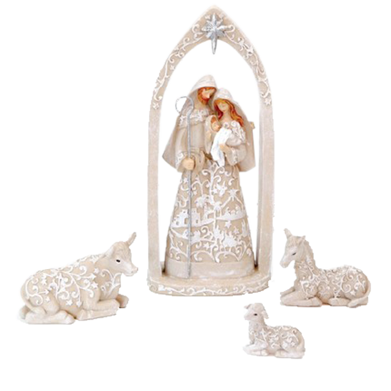 Holy Family with Animals Papercut Resin Nativity, , large image number 0