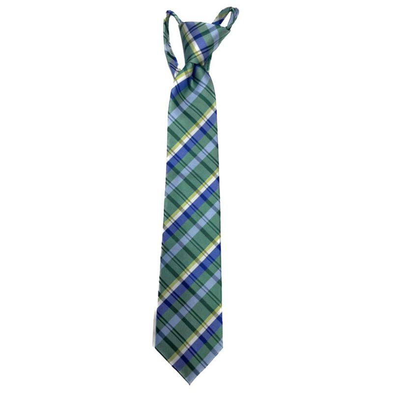 Boys Green/Yellow Plaid Necktie, , large image number 0