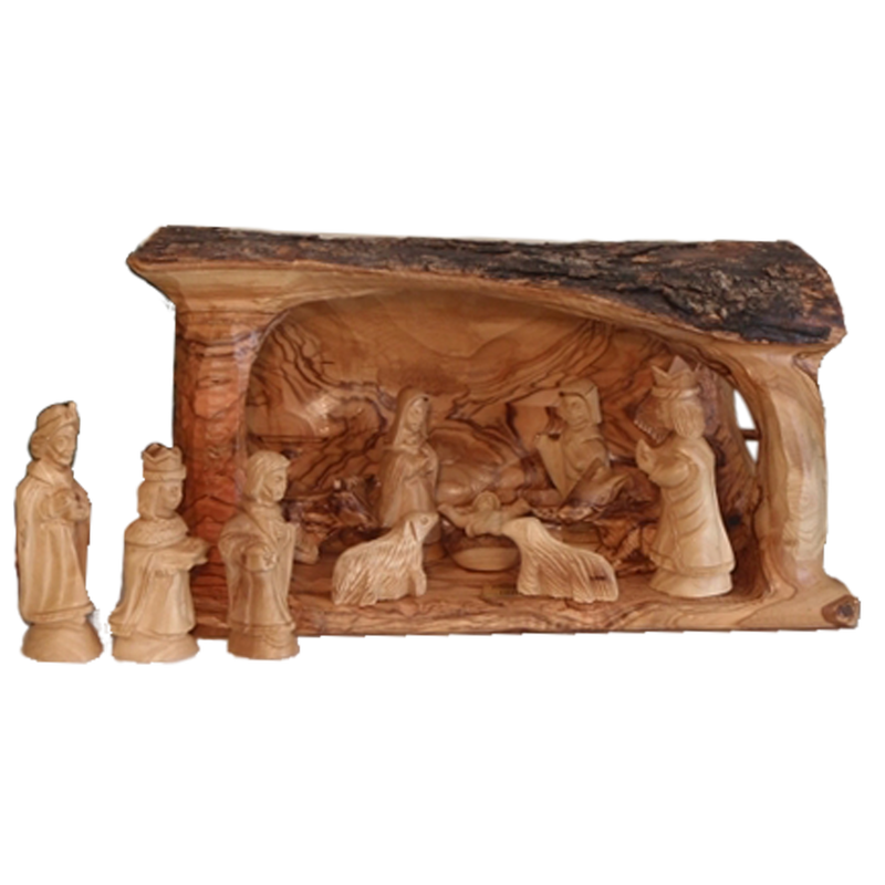 Olive Wood Nativity Stable Branch, , large image number 0