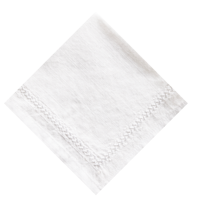 Cotton White Engineered Handkerchief - The Ben Silver Collection